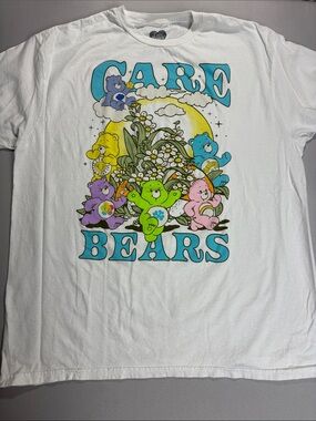 Care Bears White Tee with Multi Color Graphic Characters Women’s XL
